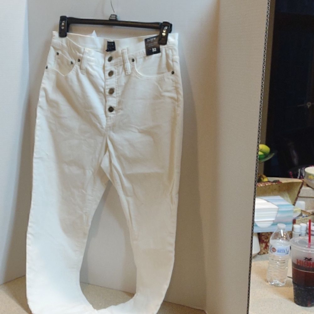 J Crew Capri Cords Off White Size 32 Ankle or Crop button fly